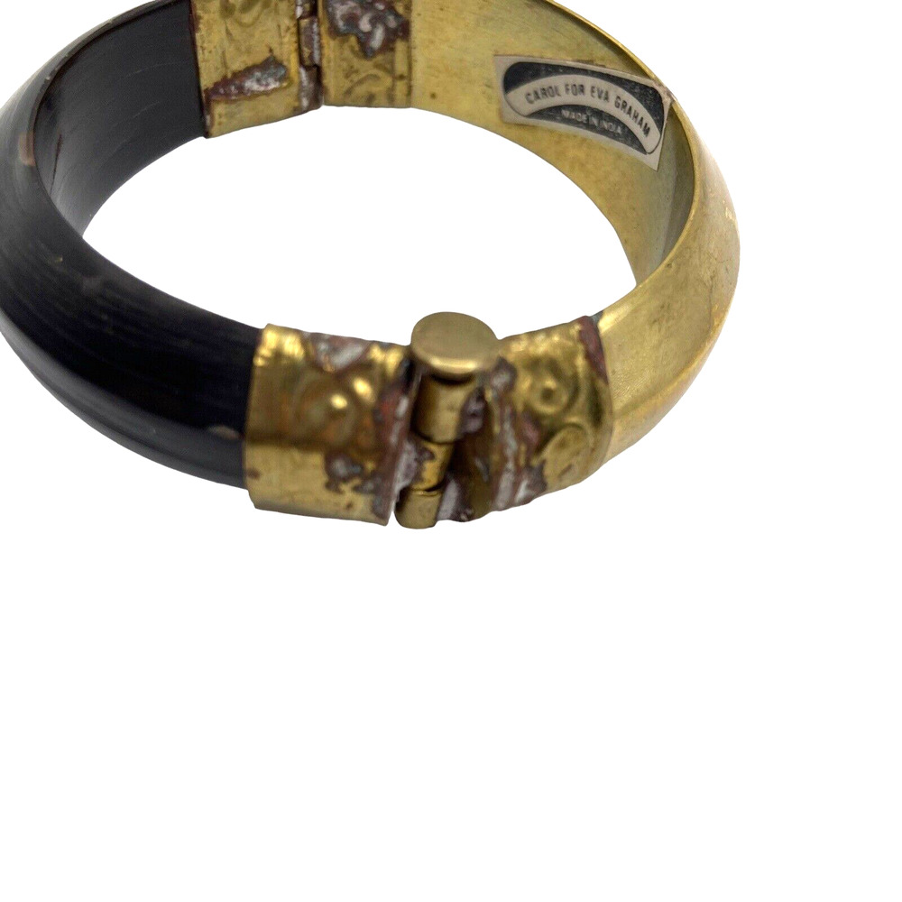Brass Horn Clamper Bracelet Bangle Carol For Eva Graham Vintage Uncleaned Women